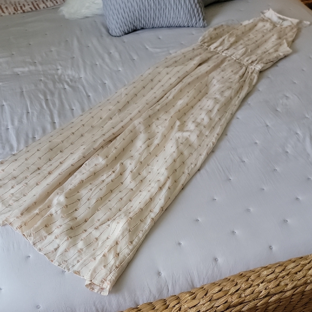 Vintage Lucky Brand Silk Cream Maxi Dress